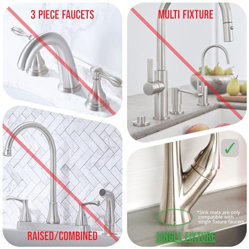The Original Machine Washable Kitchen Sink Mat by Ternal, Absorbent Microfiber Fabric with Anti-Slip Silicone Backing, Splash Guard and Drip Catcher Around Faucet Handles. [2 Pack] (Black, Mini 9in)