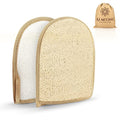 Almooni Egyptian Loofah Gloves for Women & Men, Real Natural Egyptian Loofah Mittens with Terry Cloth, Premium Exfoliating Mitt for Body Cleansing, 2-Pack