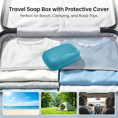 Soap Holder Container, Vonpri Portable Bar Soap Saver Scrubber Case for Bathroom and Kitchen (Dark Blue) - color: Dark Blue