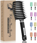 KTKUDY Detangling Brush Boar Bristles Hairbrush Make Hair Shiny & Healthier Curved and Vented Detangler Brush for Women Men Kids Wet & Dry Hair (Black) - color: Black