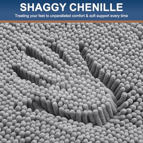 Smiry Luxury Chenille Toilet Rugs U-Shaped 20x20, Soft Absorbent Non-Slip Contour Bathroom Rugs for Toilet, Machine Washable Contoured Bath Mats, Grey - color: Grey, size: 20" X 20" Contour Rug