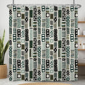 Fabric Shower Curtain with Hooks, Waterproof & Washable Polyester, Boho Green Checkered Geometric Shower Curtains for Bathroom, Neutral Modern Abstract Pattern Bathroom Curtain, 71x74 Inch - color: Green Abstract Geometric