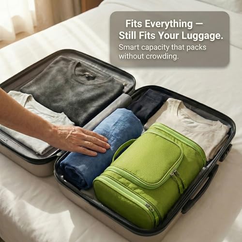 Bago Travel Toiletry Bag for Women and Men - Large Waterproof Hanging Large Toiletry Bag for Bathroom and Makeup Bag for Toiletries Organizer -Travel Makeup Bag (Green) - color: Green, size: Large