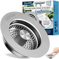 Sink Drain Strainer 3 in 1, 304 Stainless Steel Pop Up Kitchen Sink Stopper with Anti-Clogging Basket, Kitchen Essential Drain Anti-Clog Gadgets, Fits US Standard 3-1/2'' Sink Drain (SUS 304 Brushed) - color: Brushed Sus304, size: 1 Pack