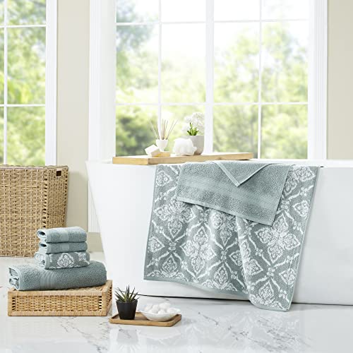 Modern Threads Amaris 6-Piece Reversible Yarn Dyed Jacquard Towel Set - Bath Towels, Hand Towels, & Washcloths - Super Absorbent & Quick Dry - 100% Combed Cotton, Ivy - color: Ivy Green, style: Bohemian