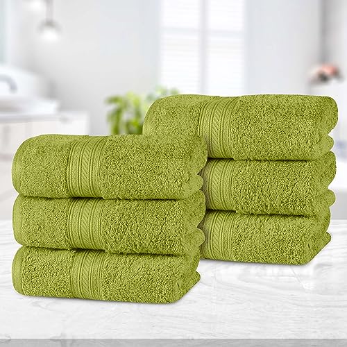 Superior Atlas Cotton Heavyweight Hand Towels, Towel Set, Luxury Bathroom Accessories, Kitchen Basics, Spa, Salon, Hotel, Resort, Thick, Ultra-Plush, Highly-Absorbent, Hand Towel, Green Essence - color: Green Essence, size: 6-Piece Hand Towel Set