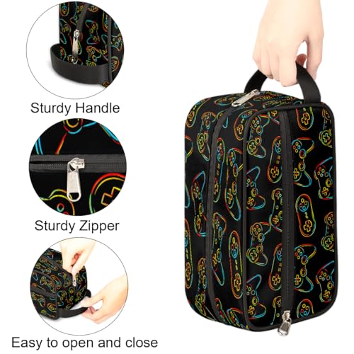 Travel Toiletry Bag for Boys Kids - Colorful Game Controller Waterproof Hanging Cosmetic Hygiene Bags Lightweight Large Shave Kit for Toiletries Accessories Bathroom Stuff, Gifts for Men - color: Colorful Game Controller
