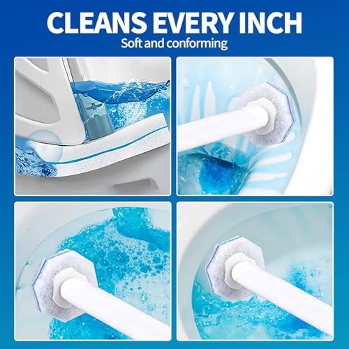 30 Count Disposable Toilet Brush Heads, Toilet Bowl Wand Refills for Clorox Toilet Cleaning, toilet scrubber refill，disposable toilet brush headrefills，Toilet Cleaning Sponges Heads for Bathtub, Floor
