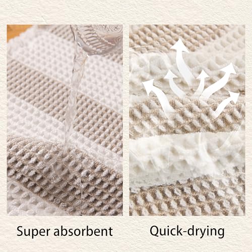 Waffle Bath Mat Non Slip, Boho Bathroom Rug, Super Absorbent Quick Dry Bathroom Mat, Soft Farmhouse Bath Rug with Tassels, Small Washable Shower Mats for Floor 20"x32", White and Taupe - color: Taupe and White, size: 1'8" x 2'8" (Rectangular)