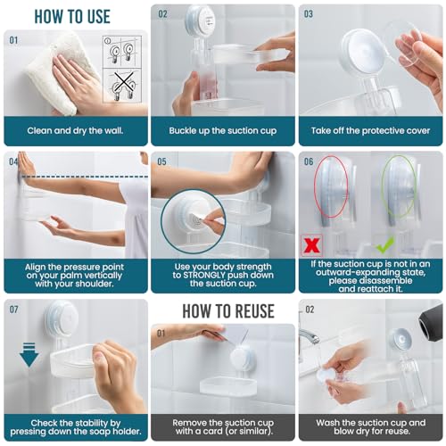 TAILI Soap Holder Soap Dish for Shower, Suction Cup Soap Holder for Shower Wall, Bathroom Accessories, Removable Strong Hold Soap Saver, Drill Free, Clear 2 Layer - color: Clear, size: 2 Tier