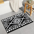 Uphome Black Bathroom Rug Boho Shaggy Soft Bath Rug Western Non-Slip Machine Washable Bathroom Mat Absorbent Geometric Rustic Tribal Shower Rug for Toilet Tub Vanity, 20x32 inch - size: 20x32 inch
