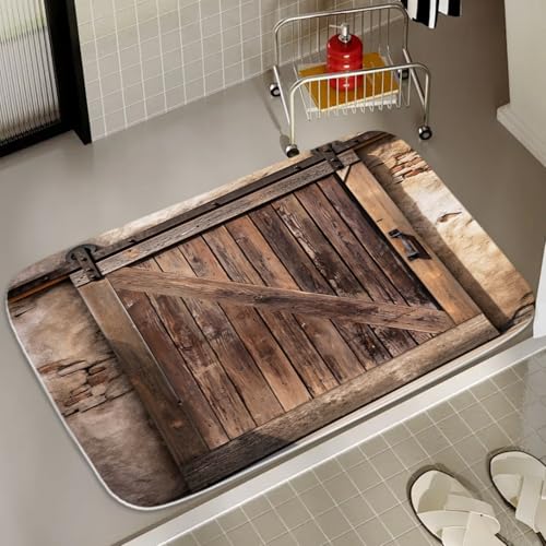 Vintage Rustic Barn Door Bath Rugs Non Slip Retro Farmhouse Theme Shower Mat Bathroom Decor Door Rug (16x24 inches) - color: Multi Color 18, size: 2' x 1'4" (Rectangular)