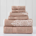 Modern Threads 6 Piece Reversible Yarn Dyed Jacquard Towel Set Artesia Damask Tuscany - color: Tuscany
