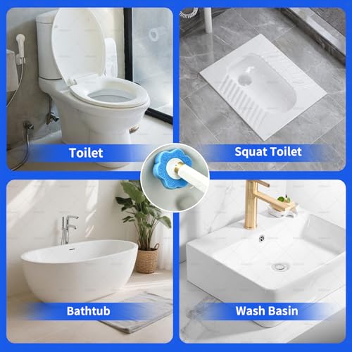 Disposable Toilet Brush Kit with 48 Refill Heads, Holder Storage Caddy Wall-Mounted Toilet Bowl Wand Scrubber for Bathroom Toilet Cleaner Toilet Bowl - color: Disposable Toilet Brush