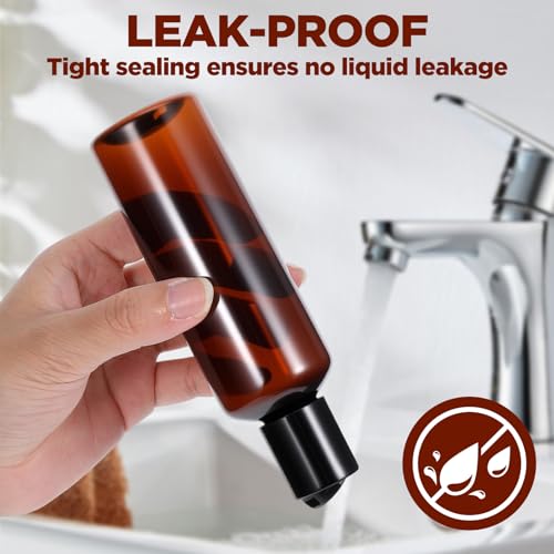 25 Pcs 3.5oz Plastic Squeeze Bottles with Disc Top Flip Cap Empty Amber Refillable Containers Small Travel Toiletry Bottles for Lotion Shampoo Oil Body Soap Creams