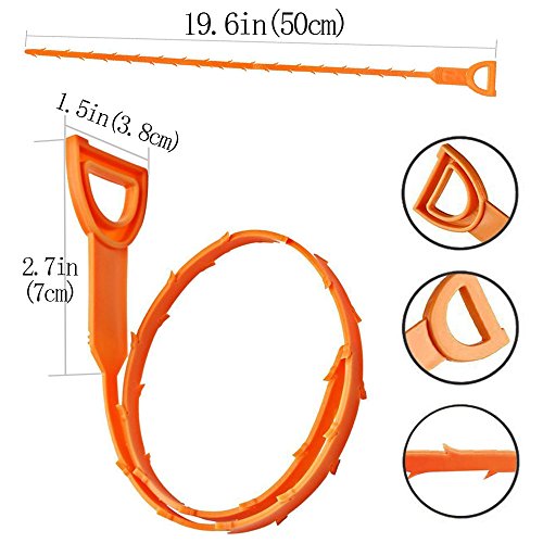 39inch Drain Clog Remover(x1), 20inch Drain Snake Hair Remover(x3)＆ Cleaning Brush(x1), 24inch Sewer Hair Catcher(x1),6 Pack Auger Cleaner Tool Set for Toilet, Kitchen Sink, Bathroom Tub, Sewer