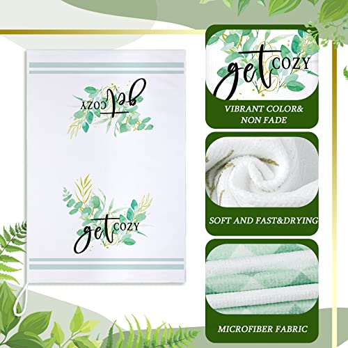 Set of 6 Eucalyptus Kitchen Towels Green Leaves Dishtowels Absorbent Spring Summer Hand Tea Towels 24 x 16 Inch Eucalyptus Lover Gifts Holiday Wedding Gifts for Farmhouse Kitchen Bathroom Decor - color: Eucalyptus