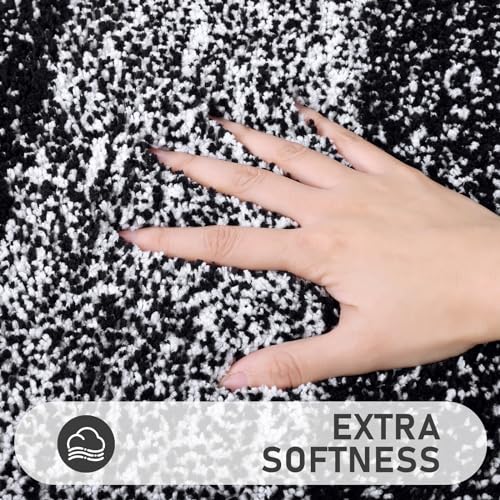Bsmathom Bathroom Rugs Sets 5 Piece, Soft Absorbent Microfiber Bath Rugs with U-Shaped Contour Toilet Rug and Toilet Lid Cover, Thick Non-Slip Plush Shaggy Bath Mat Set,Black - color: Black, size: 18"x26"+20"x31"+20"x48"+U20"x24"+Cover19"x21"