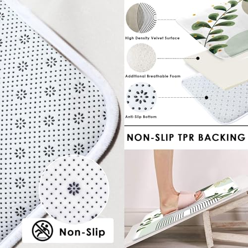 Boho Sage Green Mid Century Shower Curtain Set with Toilet Lid Cover and Non-Slip Rugs, Abstract Bohemian Gold Leaves Plant 4 Pcs Modern Minimalist Shower Curtain for Bathroom Set with 12 Hooks - color: Leaf Sage Green