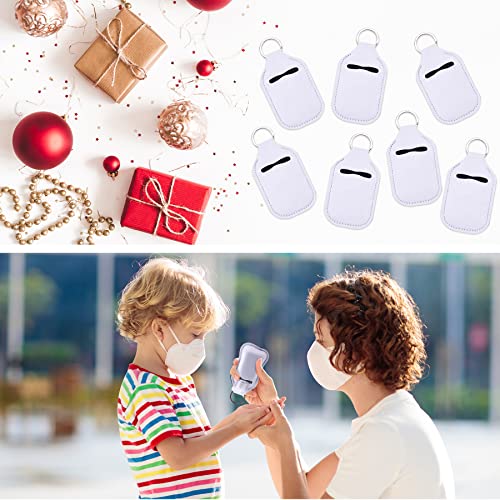 Duufin 60 Pcs Sublimation Hand Sanitizer Holder Blanks Empty Bottle Set | Including 30 Pcs White Hand Sanitizer Keychain Holder and 30 Pcs Refillable Empty Travel Bottles for Backpack Purse - color: Pure White