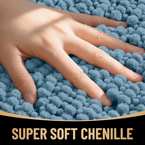 OLANLY Thick Large Bathroom Rugs 40x32, Extra Soft Absorbent Chenille Bath Rugs, Rubber Backing, Machine Wash Dry, Bath Mats for Bathroom Floor, Tub and Shower, Home Decor Accessories, Airy Blue - color: Airy Blue, size: 40" X 32"