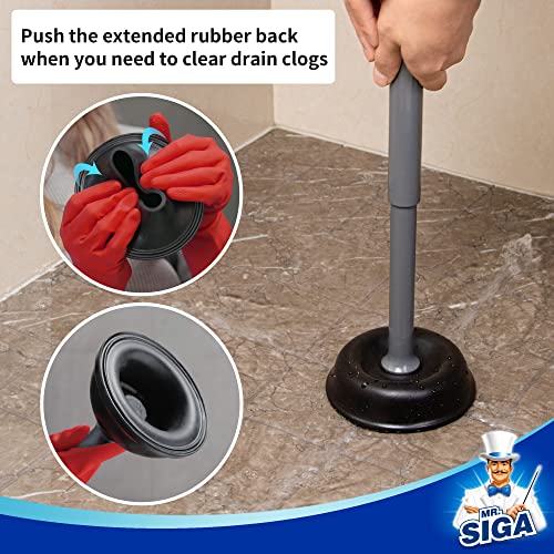 MR.SIGA Toilet Plunger with Holder, Heavy Duty Plunger with Sturdy Handle for Toilet Cleaning, Gray - color: Gray