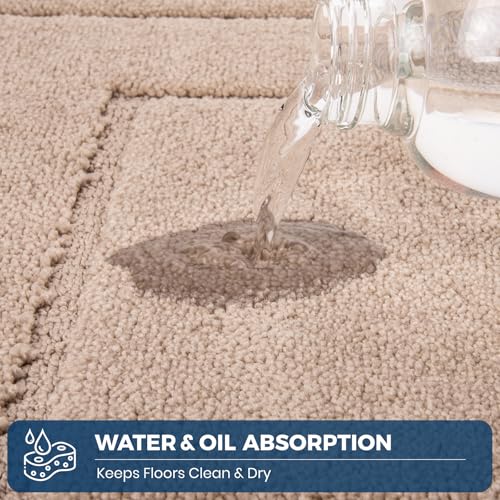 PURRUGS Machine Washable Kitchen Rug Set [2 PCS] (24" x 35.5"+ 24" x 59"), Non-Slip/Skid Kitchen Runner Rugs & Floor Mats, Super Absorbent Soft Standing Mats for Kitchen, Laundry & Sink, Beige - color: Beige, size: 24" X 35.5"+ 24" X 59"