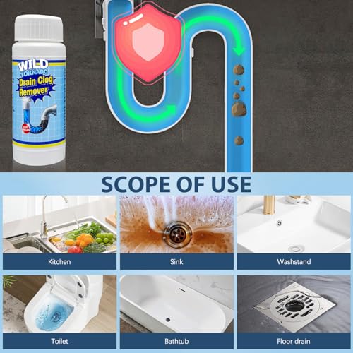 4PCS Pipe Dredge Powder, Sink & Drain Cleaner, Pipeline Dredging Agent for Kitchen Bathroom, Portable Cleaning Tool