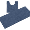 LuxUrux 2-Piece Bathroom Rug Set – Plush Chenille Runner & U-Shaped Toilet Mat, Soft, Absorbent & Non-Slip Design (20x20 U & 27x47 inches, Medium Blue) - color: Medium Blue, size: 2 Piece Set - X Large
