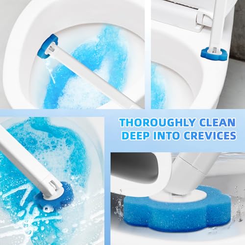 60-Pack Disposable Toilet Brush Refill Pads, Disposable Toilet Bowl Wand Refills, Toilet Cleaning Refills, Toilet Scrubber Refills, Brush Head Replacement for Toilet, Urinal, Bathtub & Wash Basin