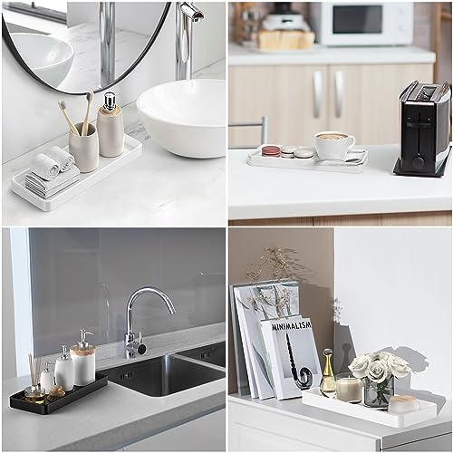 Gurygo 2 Pack 8" Ceramic Vanity Tray - Kitchen Tray for Soap Bottles - Small Rectangular Vanity Tray for Bathroom - Vanity Trays for Bathroom - Kitchen Soap Dispenser Tray,White - color: White, size: 7.9";Set/2