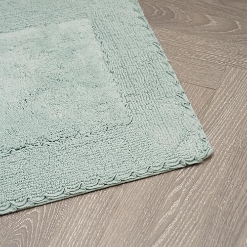 Laura Ashley Ruffle Border 100% Cotton Bath Rug Set, Aqua, 17" x 24"/ 20" x 32" - color: Aqua, size: 1'5" x 2'8" (Rectangular)