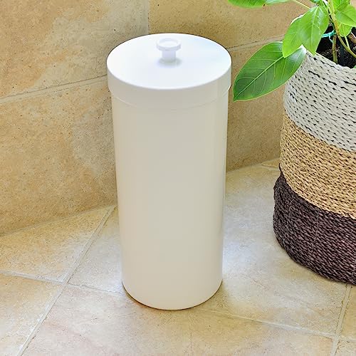 Youngever Plastic Toilet Paper Holder Stand, 3 Rolls Toilet Tissue Holder, Compact Toilet Tissue Rolls Organizer with Lid