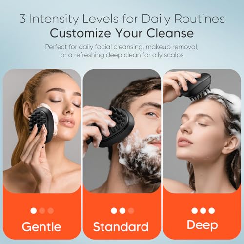 EKZ Sonic Vibrating Scalp Massager Shampoo Brush – Electric Silicone Hair Scrubber for Deep Scalp Cleansing, Dandruff Removal, Rich Foam & Relaxing Massage, Wet & Dry Use, USB-C Charging