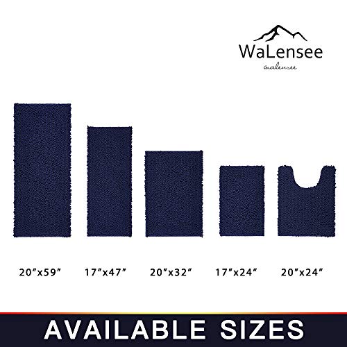 Walensee Bathroom Contour Rug Non Slip Toilet U Shaped Bath Mat (20x24, Navy) Water Absorbent Super Soft Shaggy Chenille Machine Washable Dry Extra Thick Perfect Absorbant Best Plush Carpet - color: Navy, size: 20"x24" Contour Rug