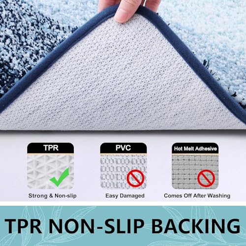 Arotive Bathroom Rugs Sets 2 Piece, Soft Absorbent Microfiber Bath Mats and U-Shaped Contour Toilet Rug, Machine Washable Dry Bath Mats for Bathroom, 24x16 and 24x20, Dark Blue - color: Dark Blue, size: 24" X 16" + U Shape 24" X 20"
