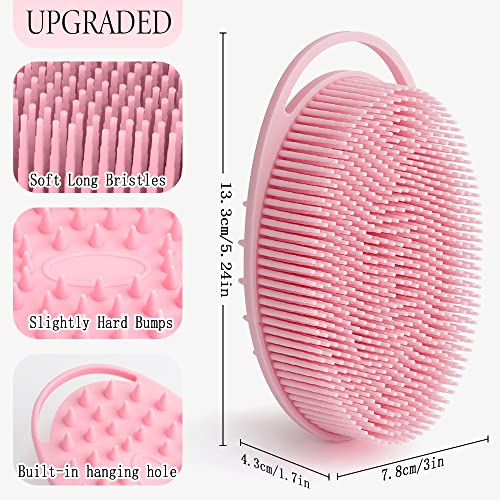 2 in 1 Silicone Body Scrubber Shampoo Brush, Shower Body Scrubber, Silicone Bath Scrubber,Exfoliating Body Scrubber, Scalp Massager, Silicone Loofah Body Scrubber,Rapid Foaming-3 Pack Black,Blue,Pink - color: Pink,blue,black