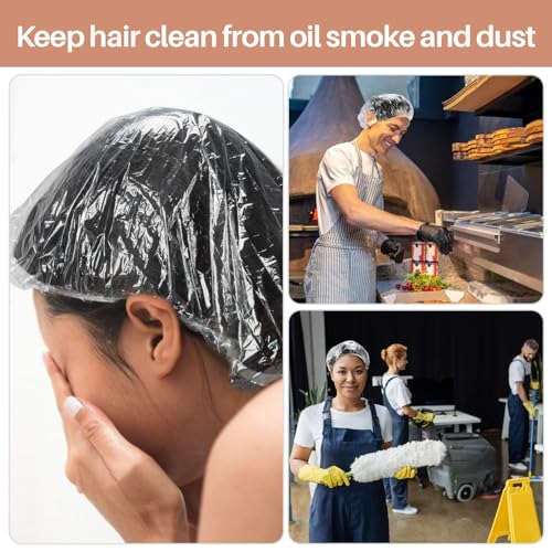 MAQIHAN 135 Disposable Shower Caps Unisex - Large Plastic Hair Caps for Deep Conditioning Shower Cap Reusable Waterproof for Women Men Hair Treatment Bath Cap for Long Hair Travel Essentials