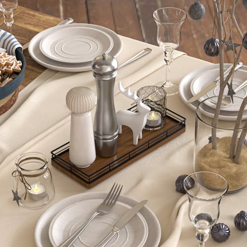 Wooden Decorative Tray, Oak 11.2" L Coffee Table Tray for Kitchen Countertop Soap Sponge Holder Candle Nightstand Table Centerpieces for Dining Room Decor Walnut - color: Walnut, size: 11" x 4.3" x 1.5"
