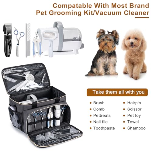 Dog Grooming Vacuum Bag, Pet Grooming Kit Bag Perfect for Dog Hair Vacuum & Grooming Tool Kit Accessories- Grey - color: Gray