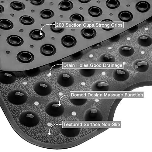 Bathtub and Shower Mats, Extra Long Non-Slip Bath Tub Mat 39 x 16 Inch, Machine Washable Bathmat with Suction Cups & Drain Holes for Bathroom Floor, Black - color: Black
