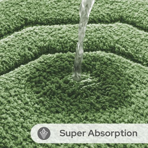 HOMEIDEAS Bathroom Rugs Sets 2 Piece, Extra Soft and Absorbent Microfiber Plush Bath Mat with Non Slip Backing(Sage Green) - color: Sage Green