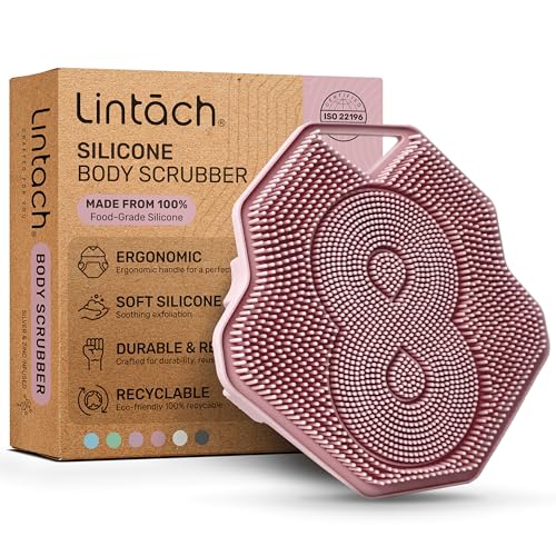 Silicone Shower Scrubber for Body – Exfoliating Loofah Alternative, Zinc & Silver-Infused, Hygienic & Gentle for Sensitive Skin, Durable & Long-Lasting Body Scrubber for Women - Rose Pink - color: Rose Pink