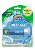Scrubbing Bubbles Fresh Gel Toilet Bowl Cleaning Stamps, Helps Keep Toilet Clean and Helps Prevent Limescale & Rings, Rainshower Scent, 1 Dispenser with 6 Fresh Gel Stamps - size: 1.34 Ounce (Pack of 1)
