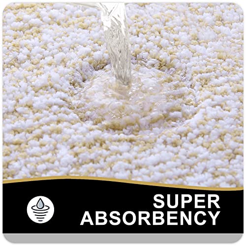 OLANLY Toilet Rugs U-Shaped 24x20, Extra Soft and Absorbent Microfiber Bathroom Rugs, Non-Slip, Machine Wash Dry, Plush Shaggy Contour Bath Mats for Toilet Base, Beige - color: Beige and White, size: 24" X 20" Contour Rug