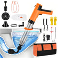 Electric Toilet Plunger, High Pressure Toilet Snake Drain Clog Remover, Splash-free Unclogger with Drain Snake Auger, Plungers for Bathroom Heavy Duty, Versatile Air Blaster Unclogger Kit (Orange) - color: Electric Orange