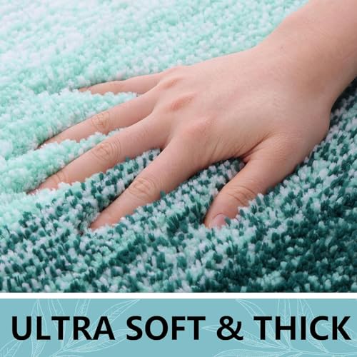 Arotive Bathroom Rugs Sets 2 Piece, Shaggy Soft and Absorbent Microfiber Bath Rugs, Machine Washable Dry Bath Mats for Bathroom, 30x20 and 24x16, Dark Green - color: Dark Green, size: 30" X 20" + 24" X 16"