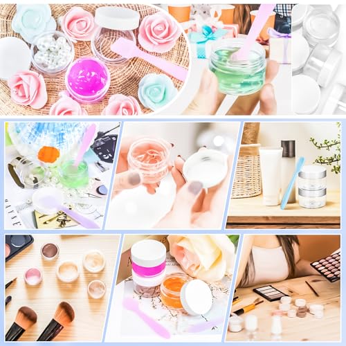 40 Pack 15g Plastic Jars with Lids, 15ml Round Clear Cosmetic Containers Makeup Jars, Travel Size Container Jar with 10 Spatulas for Sample Lotion Cream Eyeshadow Ointment Salve Balm Powder - color: White, size: 15g