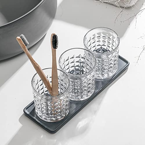 Gaolinci 2 Pcs Diamond Embossed Clear Glass Mouthwash Cup Cups, Bathroom Brushing Cup, 8 Oz - color: Clear