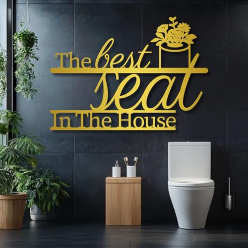 Maclou Bathroom Metal Wall Art, The Best Seat in The House Wall Art, Funny Metal Toilet Wall Art, Bathroom Wall Decor Funny, Metal Wall Decor (Gold,28"x20" / 70x50cm) - color: Gold, size: 28"x20" / 70x50cm